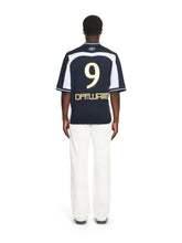 Off-White Blue T-Shirt V-Neck Soccer Cotton