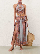 Zimmermann Blue Paisley Flora Aster Silk Midi Skirt