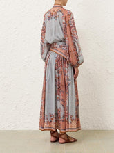 Zimmermann Blue Paisley Flora Aster Silk Blouse
