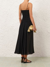Zimmermann Black Aster Silk Midi Dress