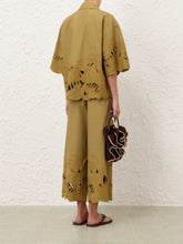Zimmermann Moss Embroidered Cotton Cut-Out Shirt