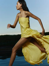 Cult Gaia Canary Ritz Silk Chiffon Gown