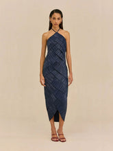 Cult Gaia Deep Lake Patrizia Plissé Midi Dress