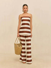 Cult Gaia Large Saddle Stripe Kaliluna Silk Wide-Leg Pants