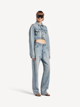 Balenciaga Bleach Light Blue Cropped Curved Denim Jacket
