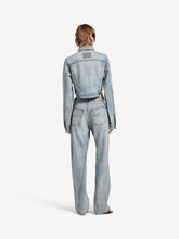 Balenciaga Bleach Light Blue Cropped Curved Denim Jacket