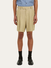 Ferragamo Stone Linen Tailored Bermuda Shorts