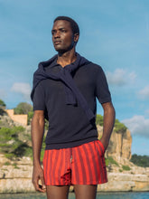 Orlebar Brown Vermillion Red Stripe Jack Swim Shorts