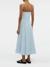 Gabriela Hearst Light Blue Linen Magritte Midi Dress with Straps