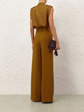 Zimmermann Chartreuse Sleeveless Tuck Silk Shirt