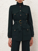 Zimmermann Bottle Green Valiant Wool Utility Jacket