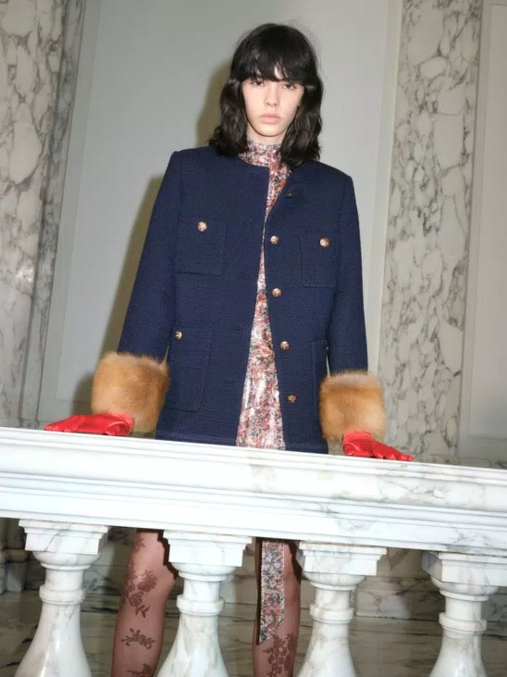 Valentino Garavani Navy Wool Tweed Caban Jacket | Fashion Clinic