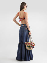 Dolce & Gabbana Blue Long Denim Maxi Skirt