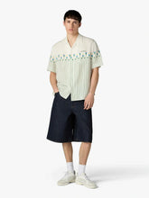 Casablanca Green Linen Floral Stripe Sporty Shirt
