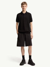 Moncler Black Logo Cotton Knit Polo
