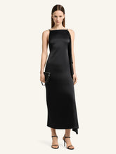 Courrèges Black Draped Satin Backless Midi Dress