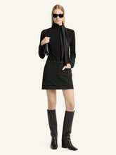 Courrèges Black Satin Scarf Collar Jersey Shirt