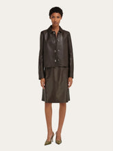 Ferragamo Espresso Boxy Nubuck Leather Jacket