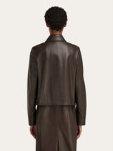 Ferragamo Espresso Boxy Nubuck Leather Jacket