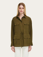 Ferragamo Olive Green Silk Safari Overshirt