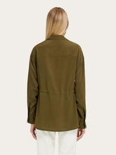 Ferragamo Olive Green Silk Safari Overshirt