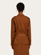 Ferragamo Cognac Belted Virgin Wool Blazer