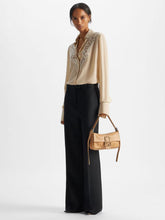 Fendi Beige Silk Georgette Lace Trim Shirt