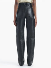 Altuzarra Black Mills Straight-Leg Lambskin Leather Trousers