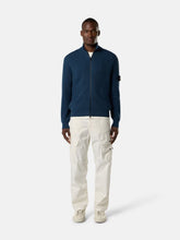 Stone Island Slate Blue Ribbed Cotton Zip-Up Jumper