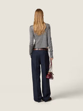 Miu Miu Slate Grey and White Striped Silk Jersey Top