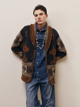 Alanui Charcoal and Tobacco Icon Jacquard Wool Fringe Cardigan