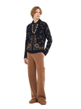 Alanui Navy Blue Bandana Jacquard Wool Blend Jacket
