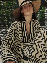 Johanna Ortiz Ecru and Black Squared Away Tunic Dress