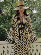 Johanna Ortiz Ecru and Black Squared Away Tunic Dress