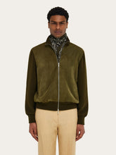 Ferragamo Military Green Arabesque Print Triangle Scarf