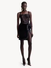 Saint Laurent Black Velvet and Satin Wrap Pencil Skirt