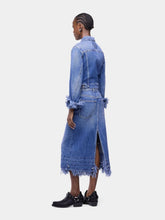 Rabanne Light Blue Denim Midi Skirt with Fringe