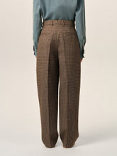 Ami Paris Brown Houndstooth Balloon-Fit Wool Trousers