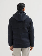 Brunello Cucinelli Blue Bonded Wool Flannel Down Parka