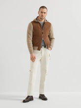 Brunello Cucinelli Brown Suede and Cashmere Hooded Bomber