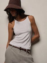 James Perse White Ribbed High Neck Cami