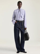 Givenchy Electric Blue and White Cocoon Silk Bow Shirt