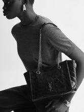 Saint Laurent White Niki Small Vintage Leather Shopping Bag