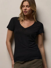James Perse Black Sheer Slub V-Neck T-Shirt