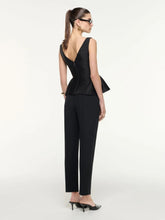 Roland Mouret Black Gathered Taffeta Peplum Top