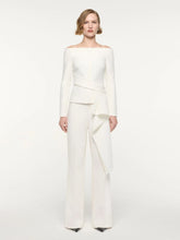 Roland Mouret Cream Off-Shoulder Draped Jacket