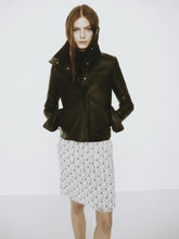 Courrèges Black High Collar Leather Jacket