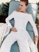 Roland Mouret Cream Off-Shoulder Draped Jacket