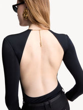 Saint Laurent Black Cassandre Backless Jersey Bodysuit