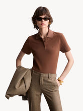 Saint Laurent Caramel Cassandre Cropped Cotton Polo